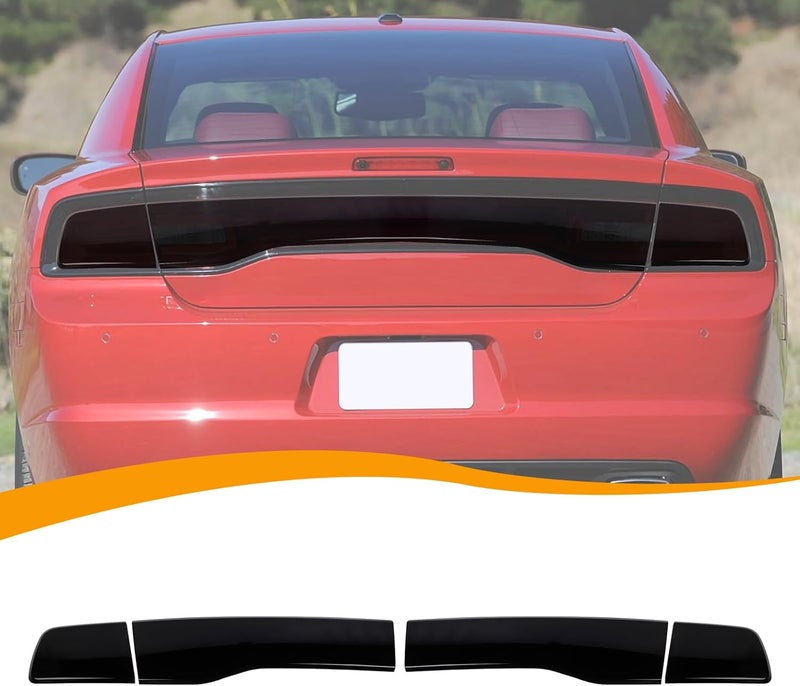 Hoolcar Tail Light Lamp Cover Guard Trim Bezel Frame Decor Exterior Accessories Compatible with 2011-2014 Dodge Charger, Smoked Black - Image 1